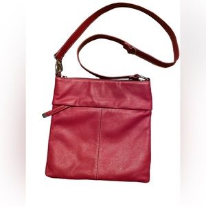 Tignanello Red Leather Crossbody Bag